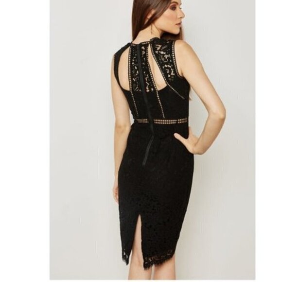 NEW Bardot Womens 6/S lace Dress Cutouts Splice Panel Sheath Fitted Cocktail - Picture 3 of 10